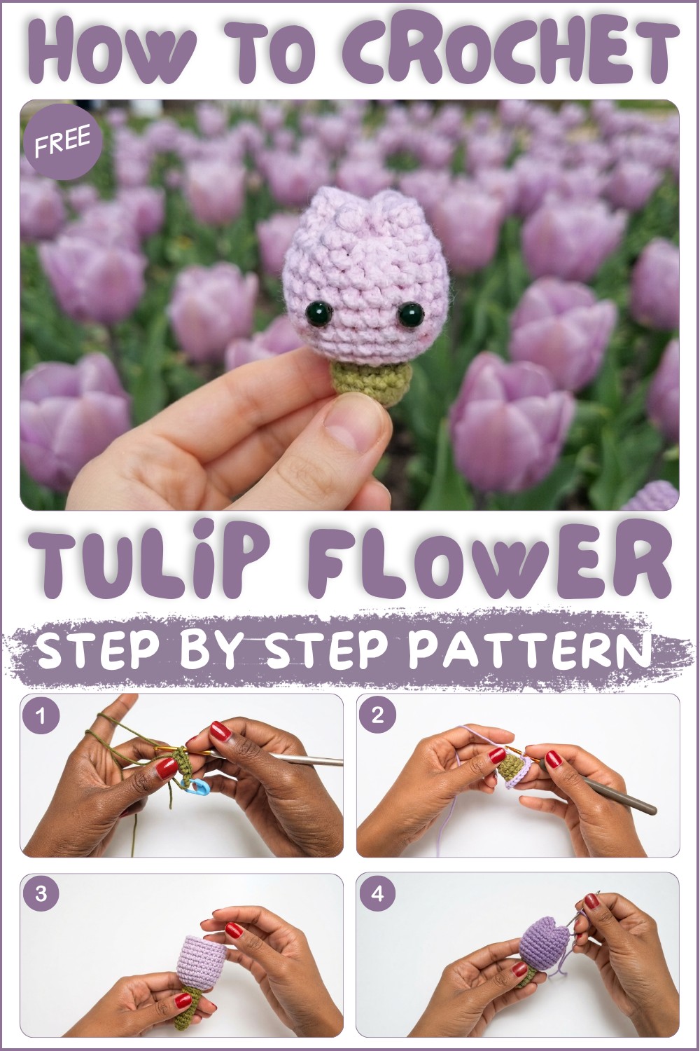 How to Crochet a Tulip🌷 Easy Beginner Tutorial 1