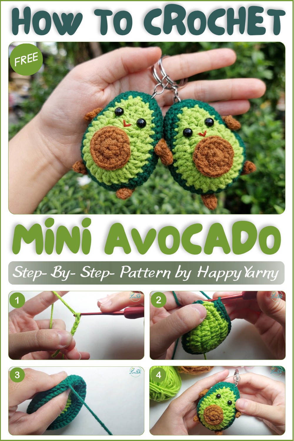 How to crochet a MINI AVOCADO AVOCADO keychain 1