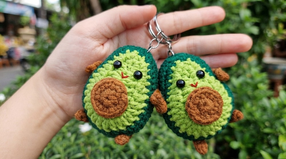 How to crochet a MINI AVOCADO AVOCADO keychain 2