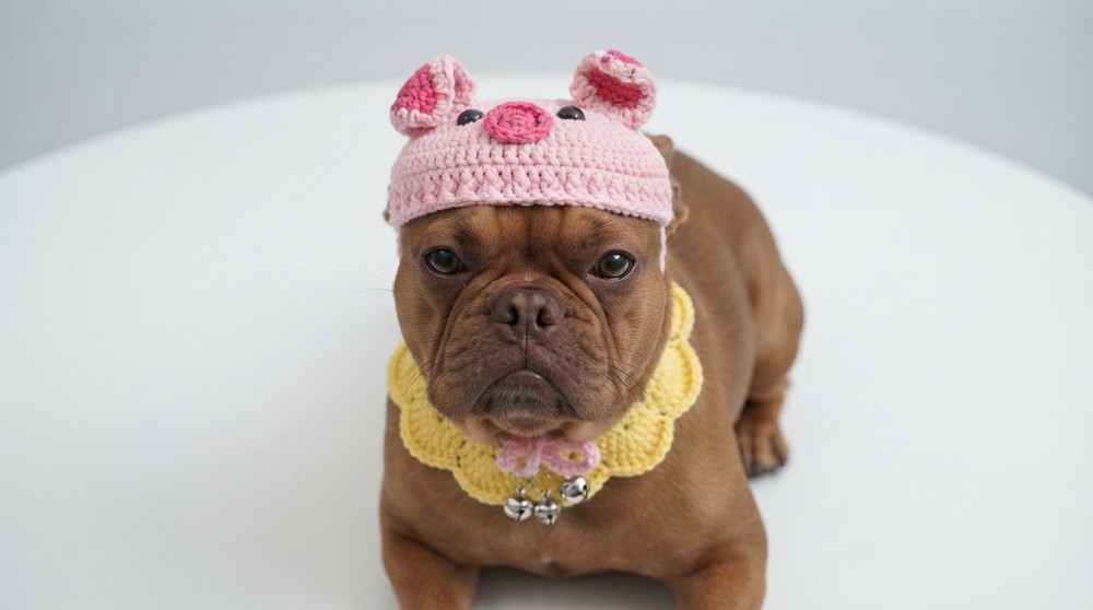 How to crochet a pink pig hat for Dog 2