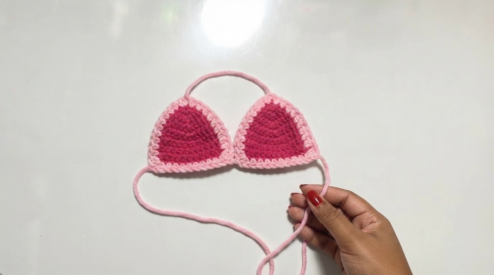 How to crochet a pink pig hat for Dog 6