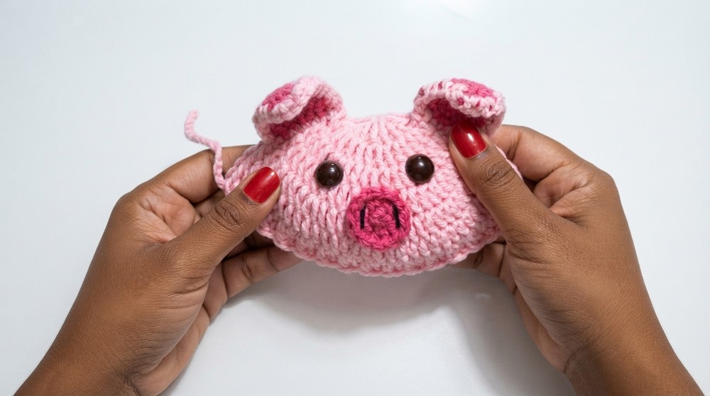 How to crochet a pink pig hat for Dog 7