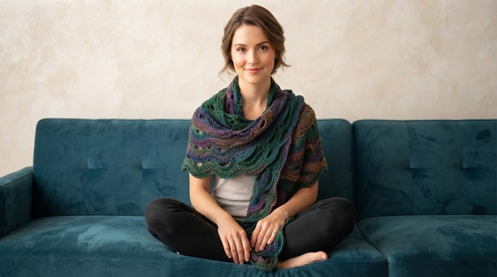 How to make a triangle shawl crocheted 2