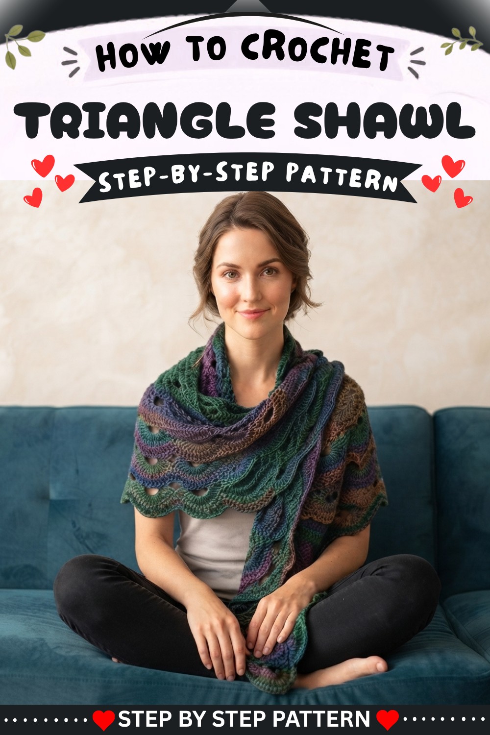 How to make a triangle shawl crocheted 8