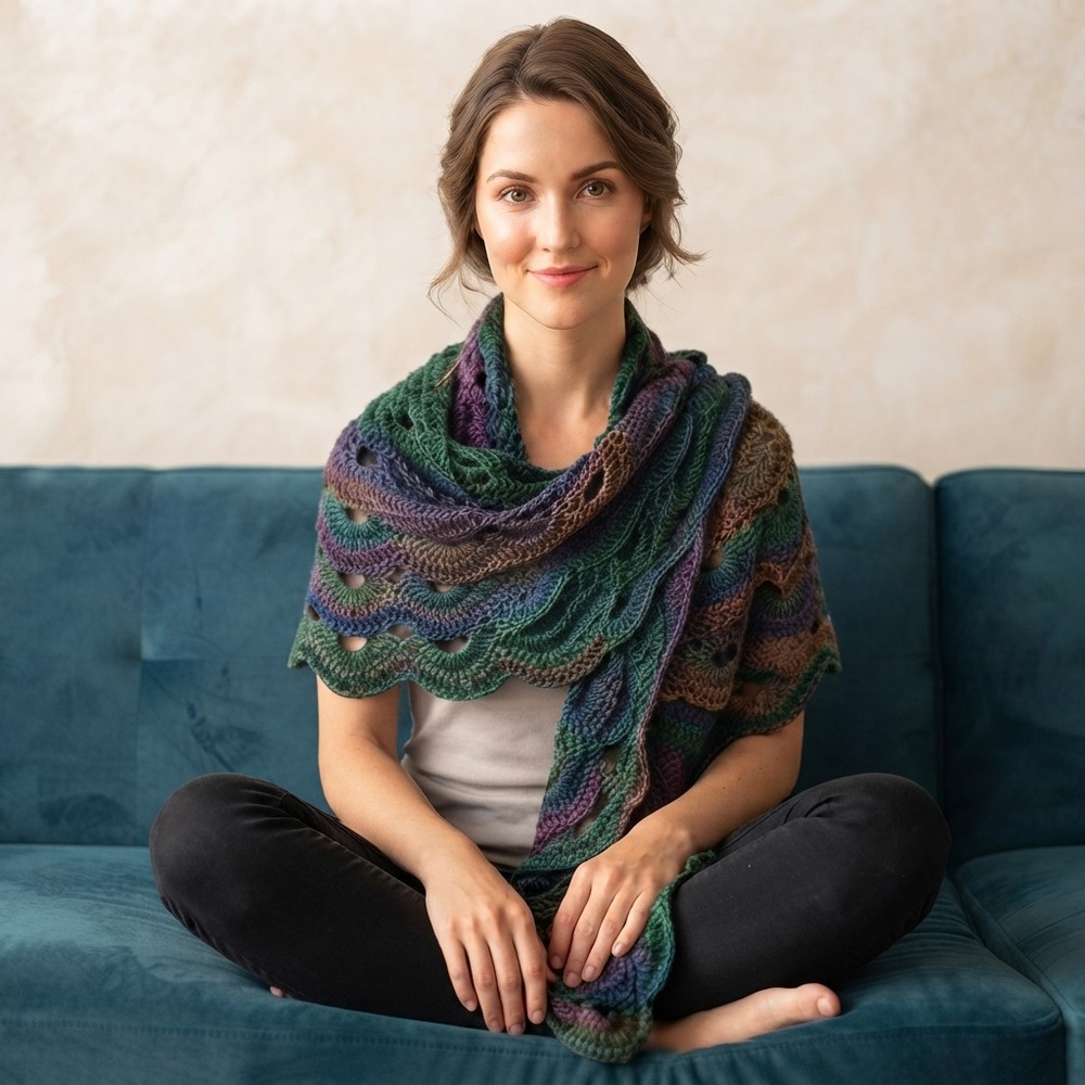 How to make a triangle shawl crocheted 9