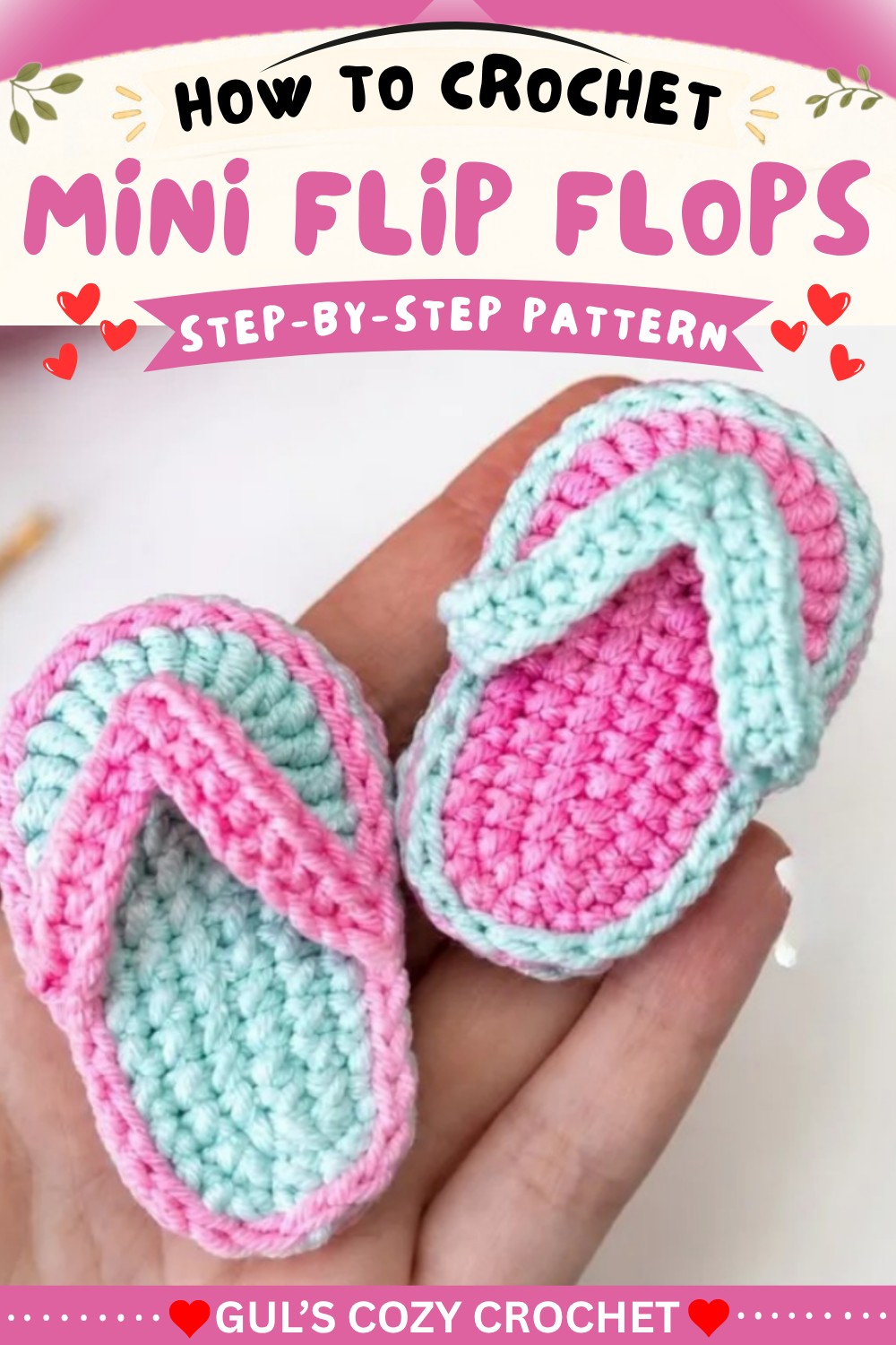 Mini Crochet Flip Flops 🩴 Easy Amigurumi Tutorial for Beginners 10