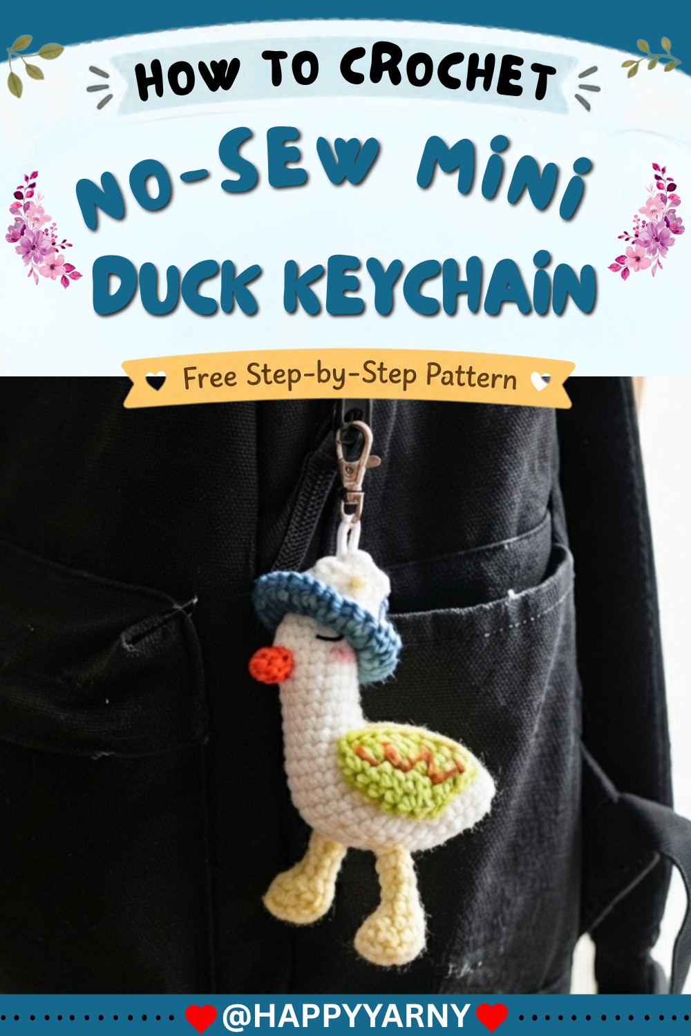 [NO-SEW] Mini Crochet Duck Keychain Easy Amigurumi Tutorial (10)