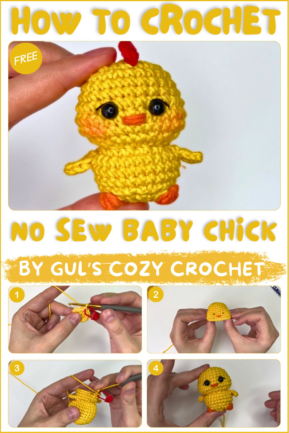 No Sew Baby Chick 🐥 Easy Beginner Amigurumi One Piece Crochet Chicken 1