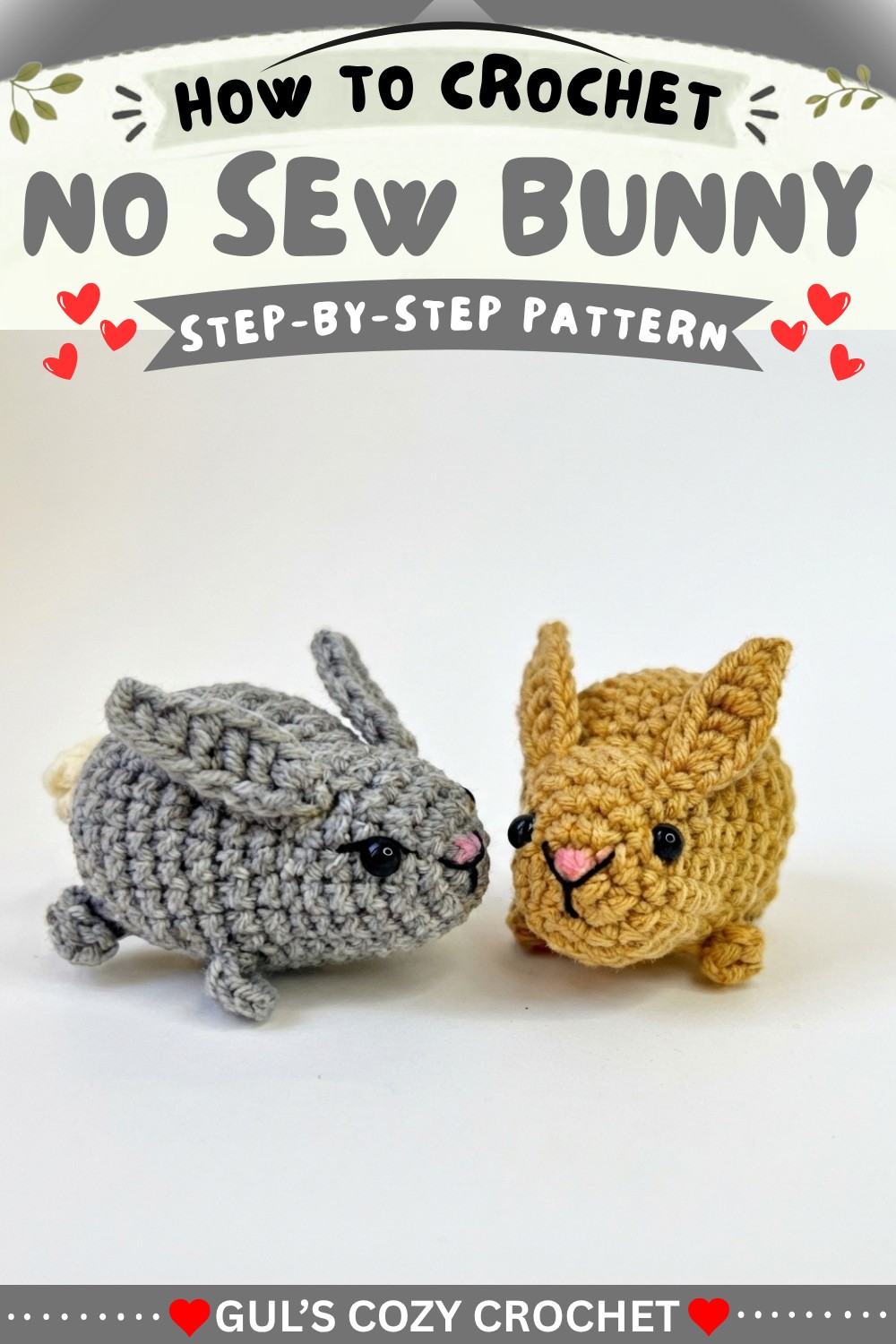 No Sew Crochet Bunny 🐇 Easy Amigurumi for Beginners One Pattern, 2 Sizes 11