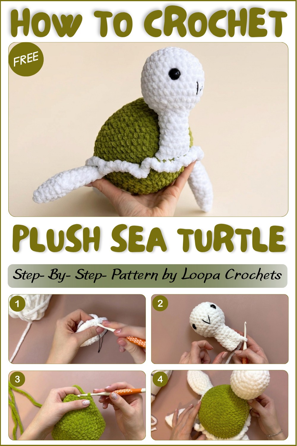 QUICK & EASY Crochet Plush Sea Turtle Free Pattern & Tutorial (ENGESPDE) 1