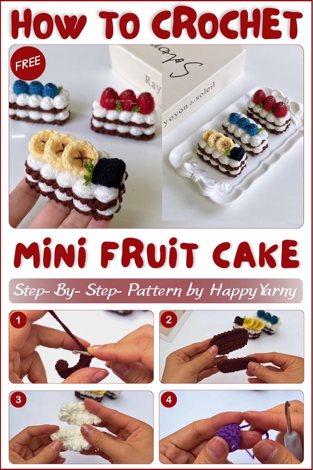 Super Easy Crochet Mini Fruit Cake Tutorial DIY Cake Slice Keychain 1