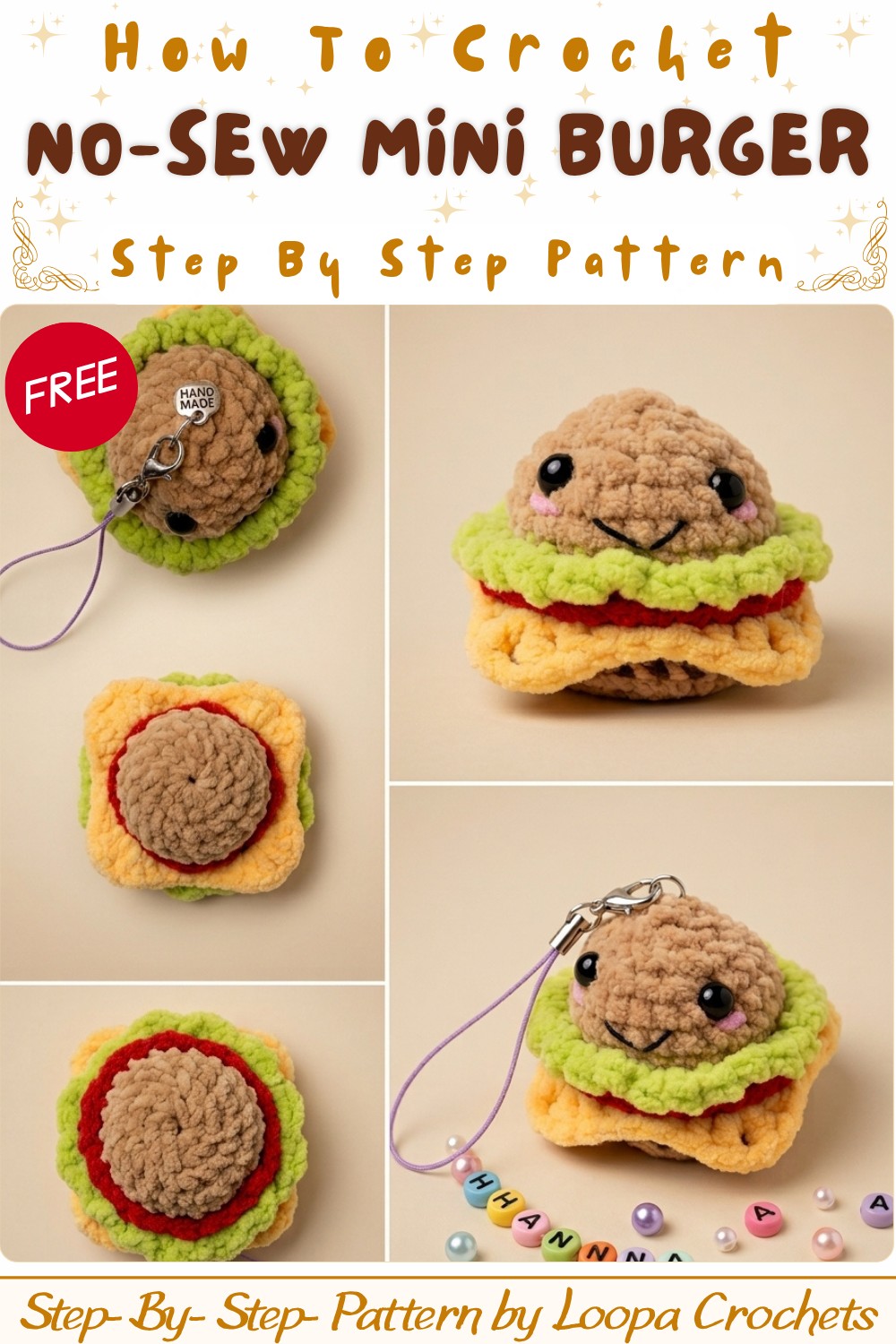 Super Quick NO-SEW Crochet Mini Burger Amigurumi Tutorial 10