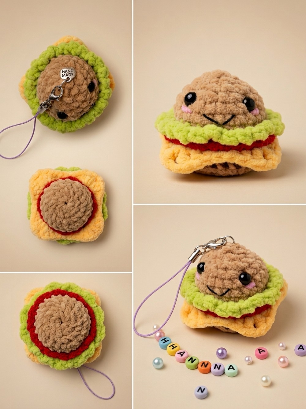 Super Quick NO-SEW Crochet Mini Burger Amigurumi Tutorial 11