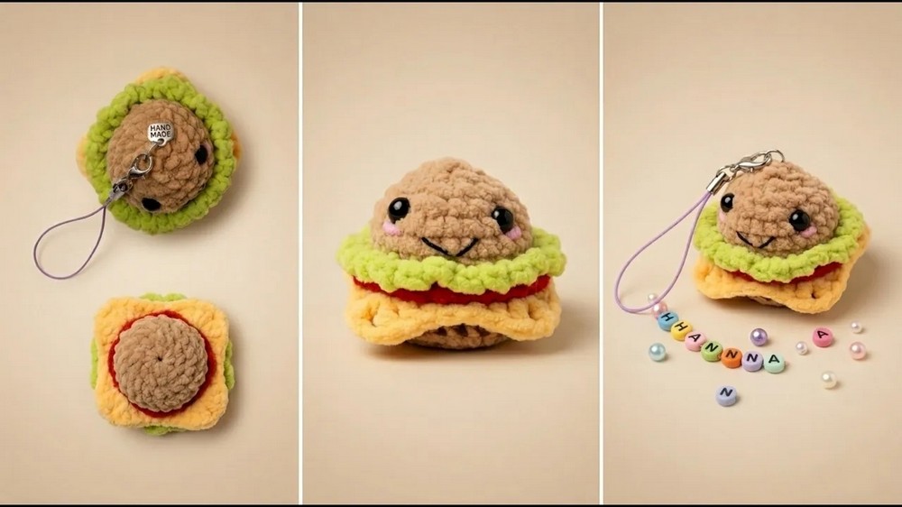 Super Quick NO-SEW Crochet Mini Burger Amigurumi Tutorial 2