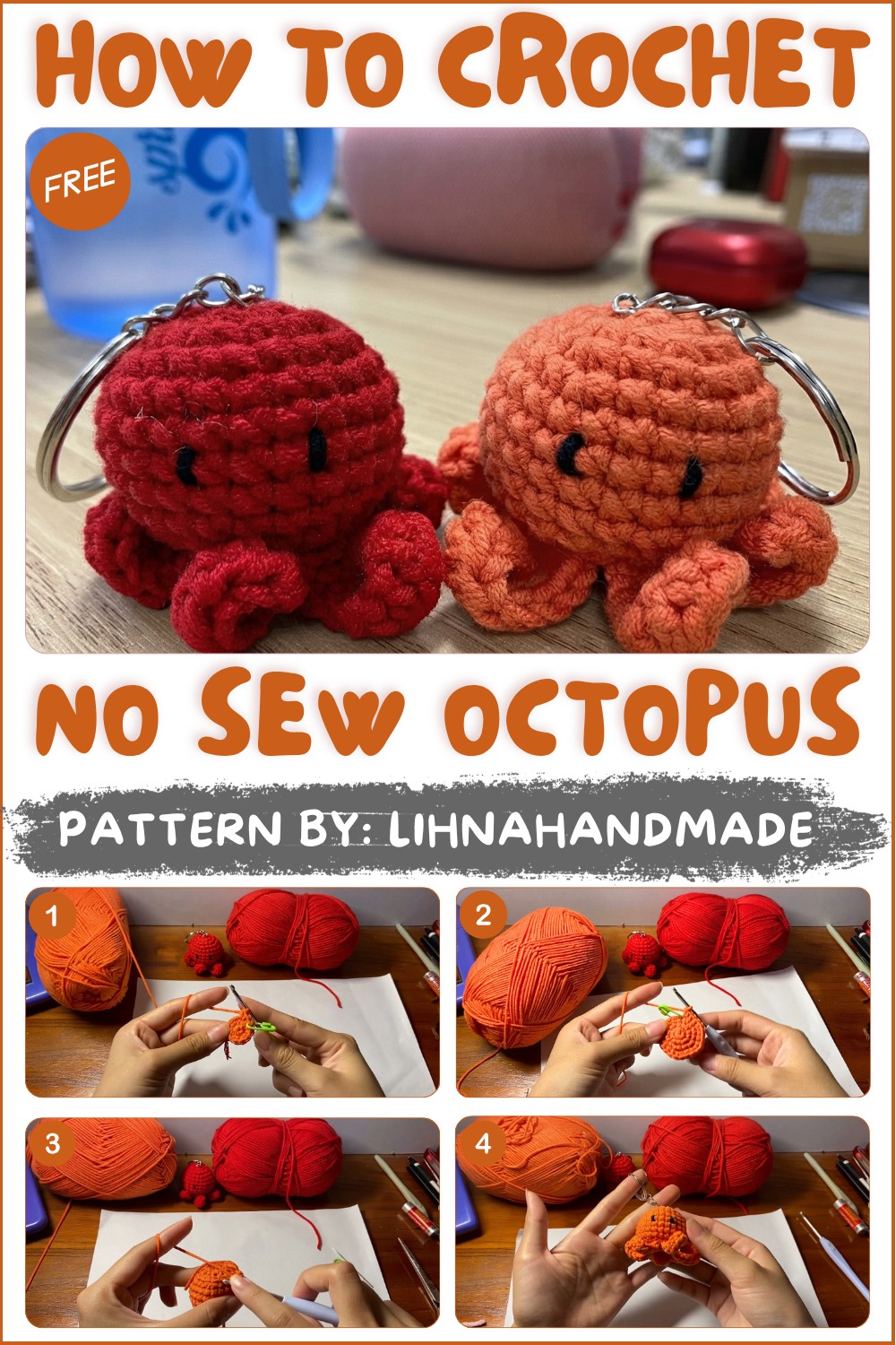 crochet an OCTOPUS - NO SEW Amigurumi Tutorial for Beginners (1)
