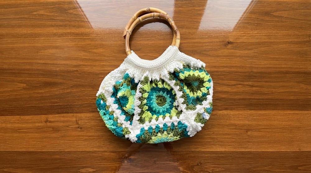 Crochet BAG with round handles 🩵💚 Crochet BAG with round handles (10)