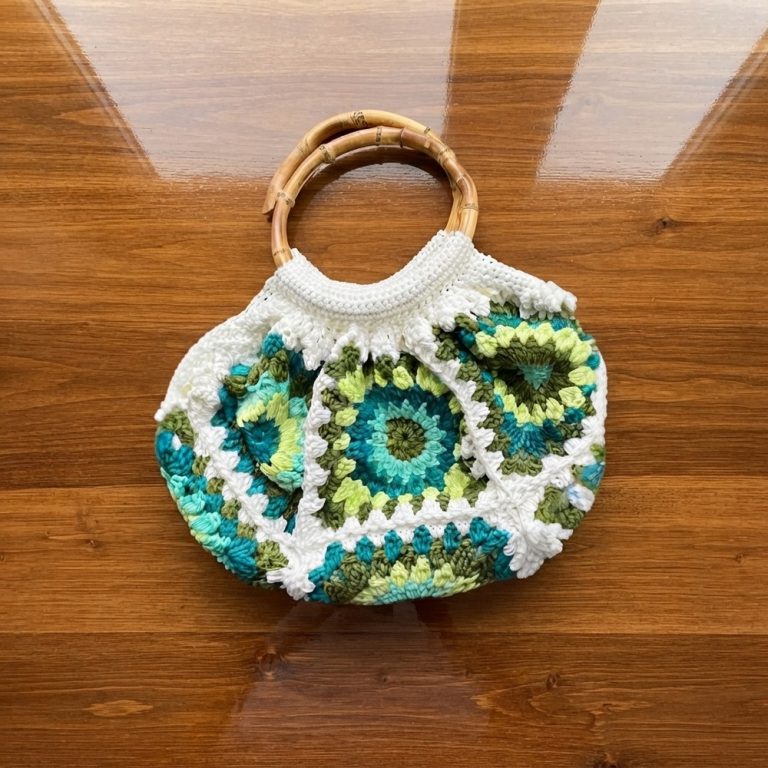 Crochet BAG with round handles 🩵💚 Crochet BAG with round handles (11)
