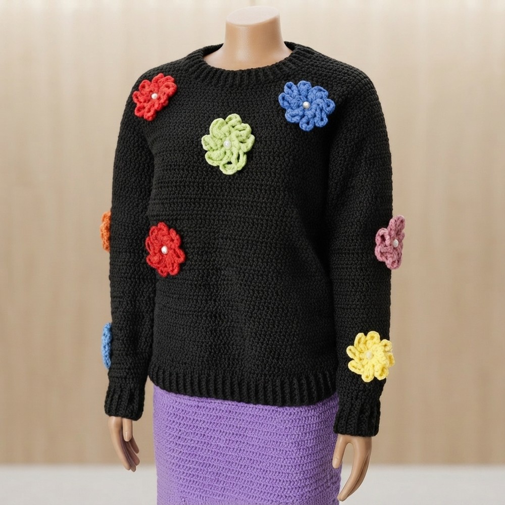Crochet Beautiful Sweater Tutorial Using Spiral Flowers