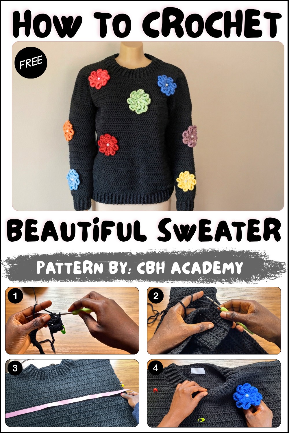 Crochet Beautiful Sweater Tutorial Using Spiral Flowers