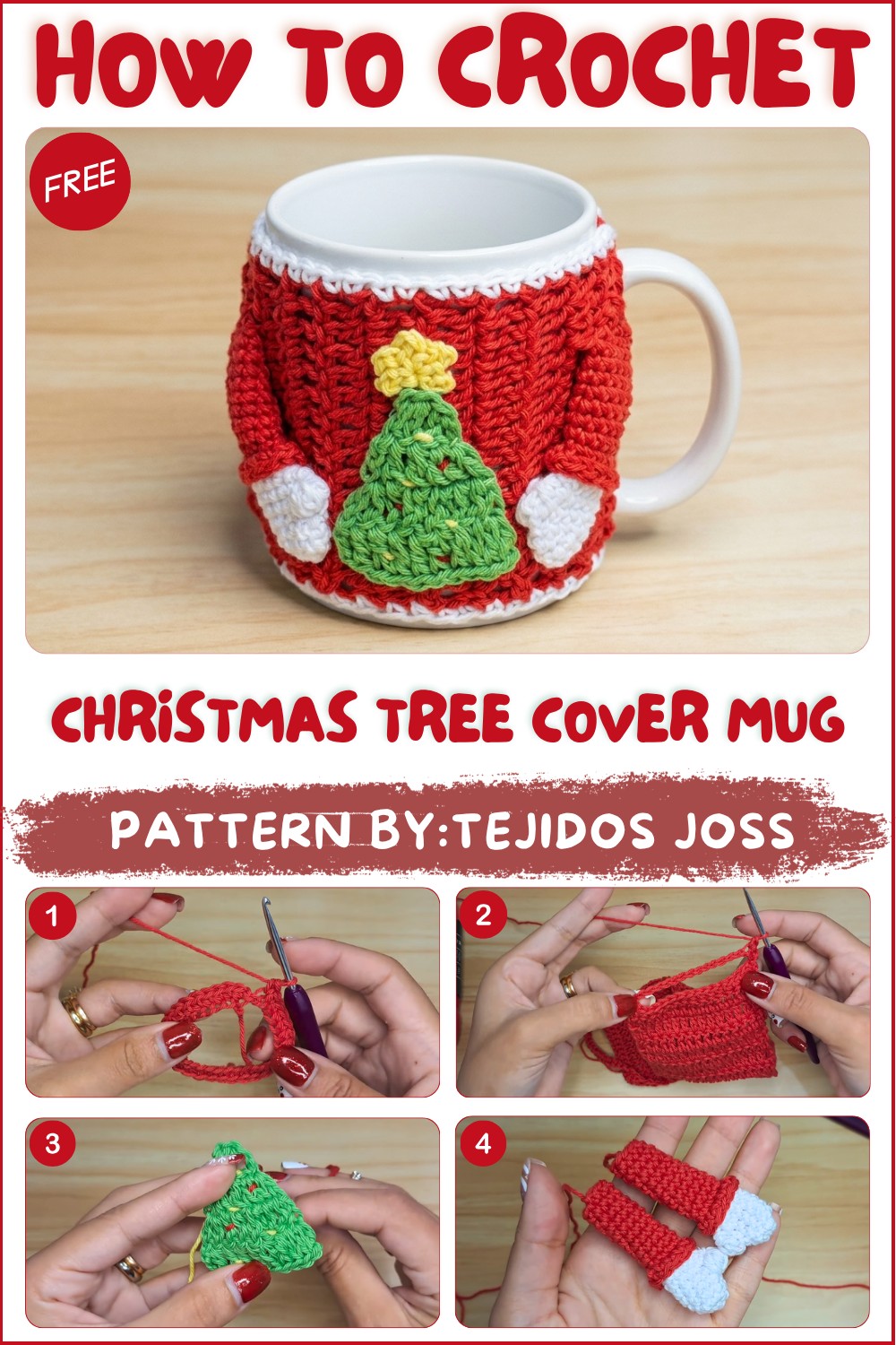 Crochet Christmas Tree Cover Mug Pattern
