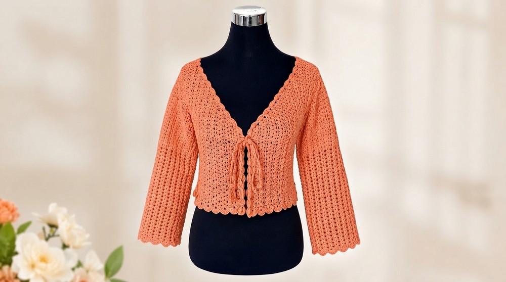 Crochet Front-tie Cardigan Pattern 3
