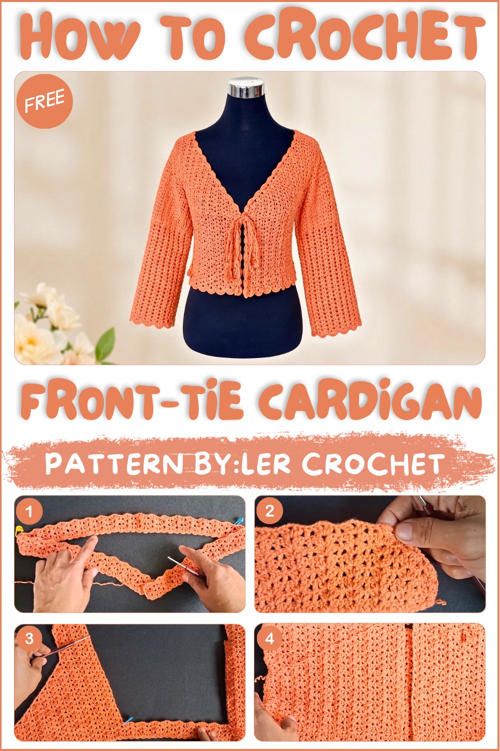 Crochet Front-tie Cardigan Pattern