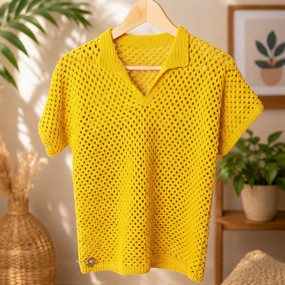 Crochet Granny Stitch Polo Shirt Pattern 3