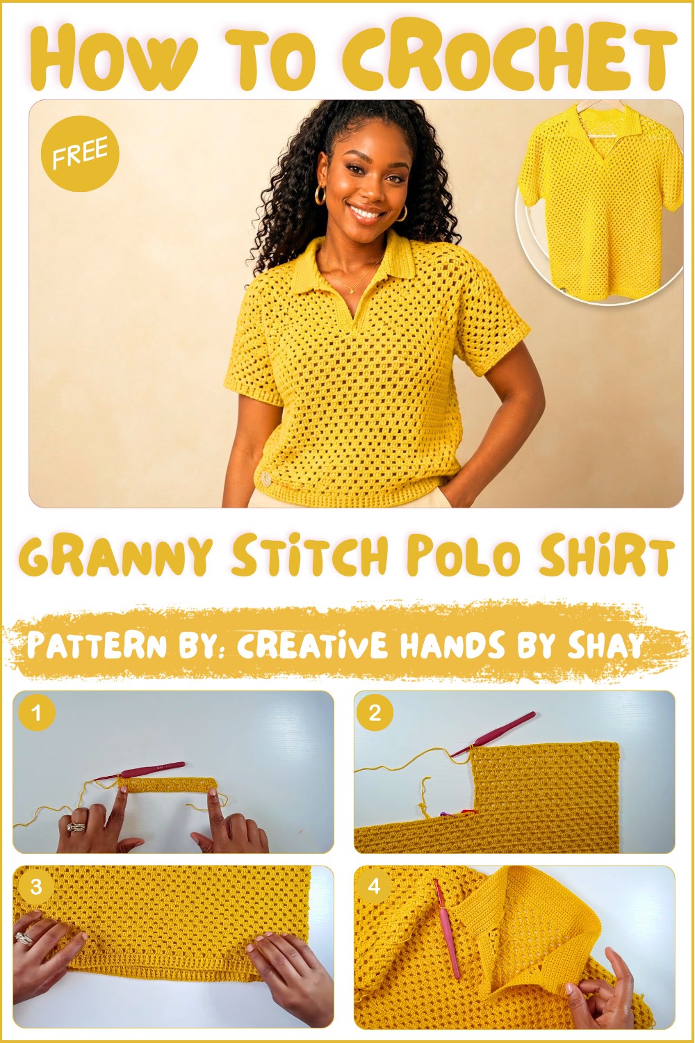Crochet Granny Stitch Polo Shirt Pattern