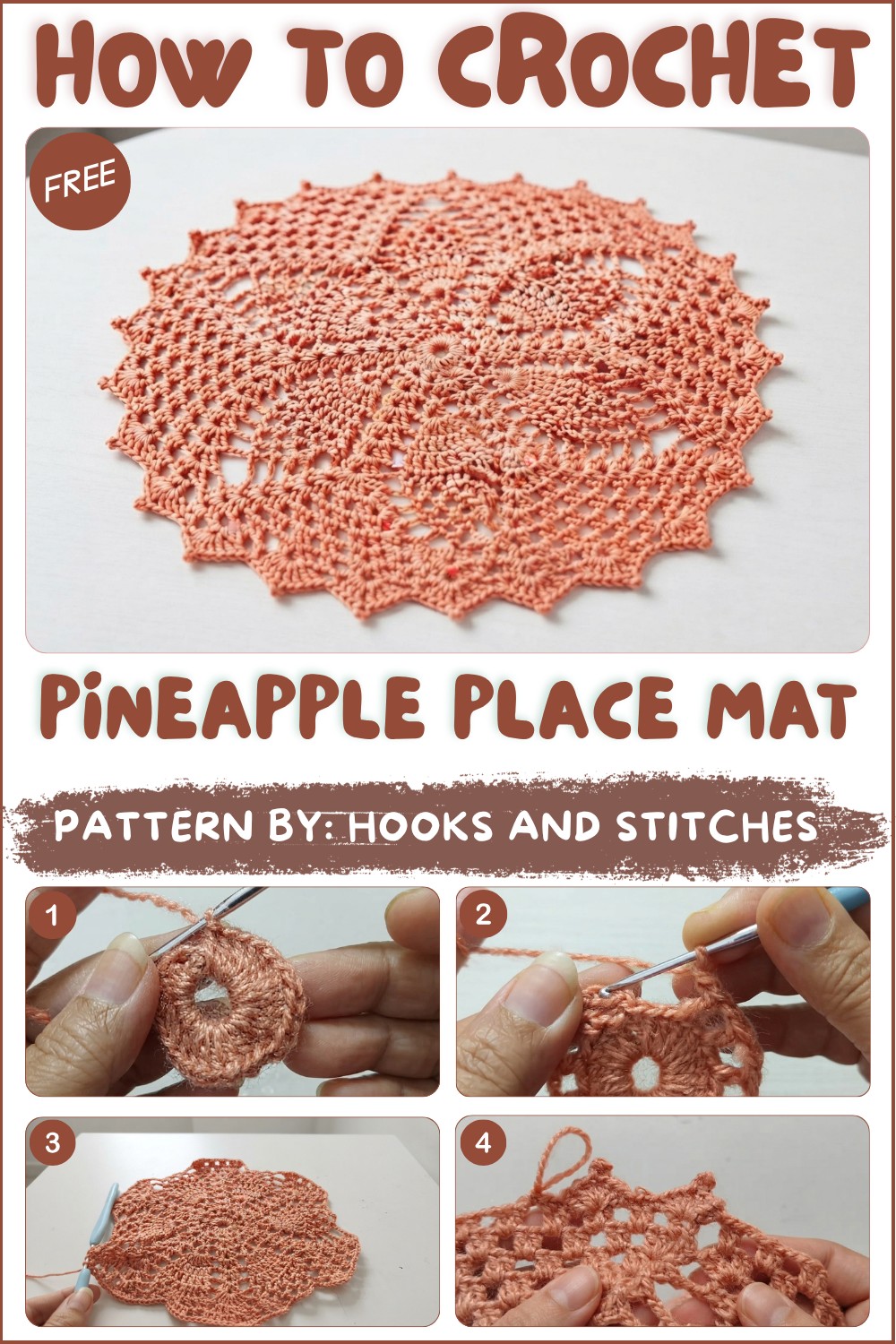Crochet Pineapple Place Mat, Doily,Pot Holder, Table Centre Piece, Very Easy ,Beginners Friendly 1