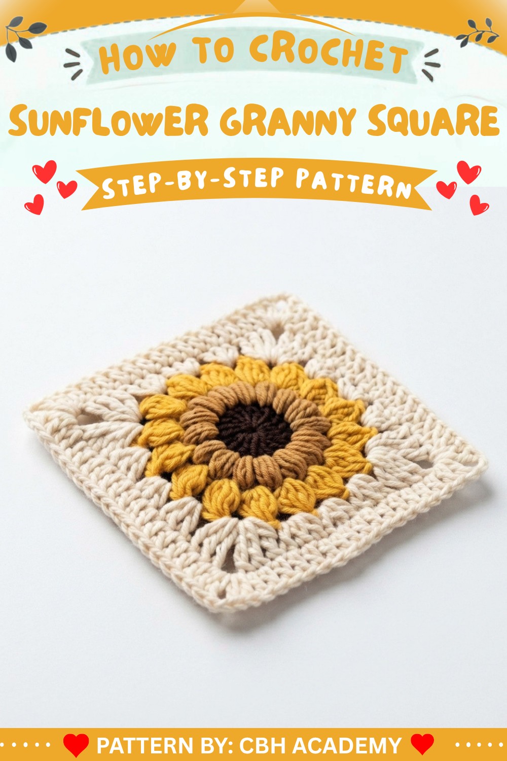 Crochet Sunflower Granny Square for Beginner (1)