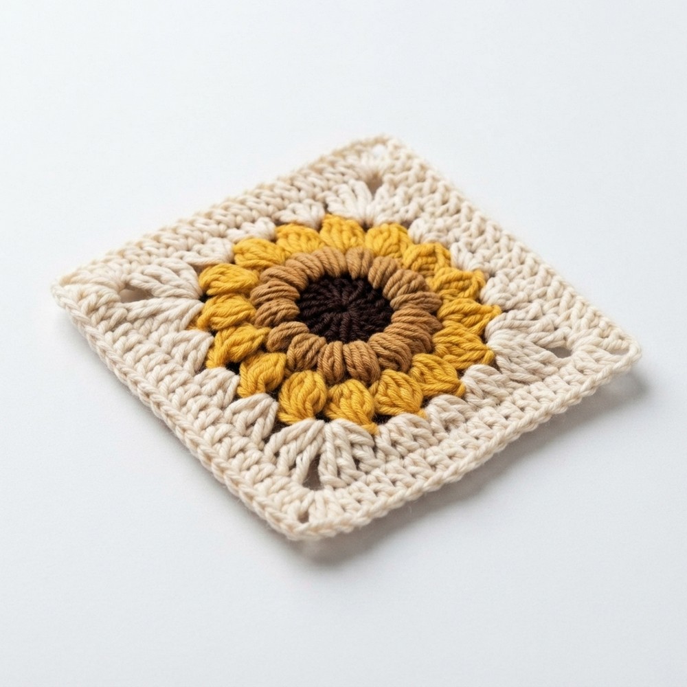 Crochet Sunflower Granny Square for Beginner (2)