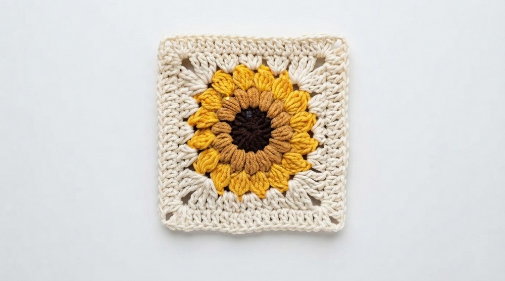 Crochet Sunflower Granny Square for Beginner (3)