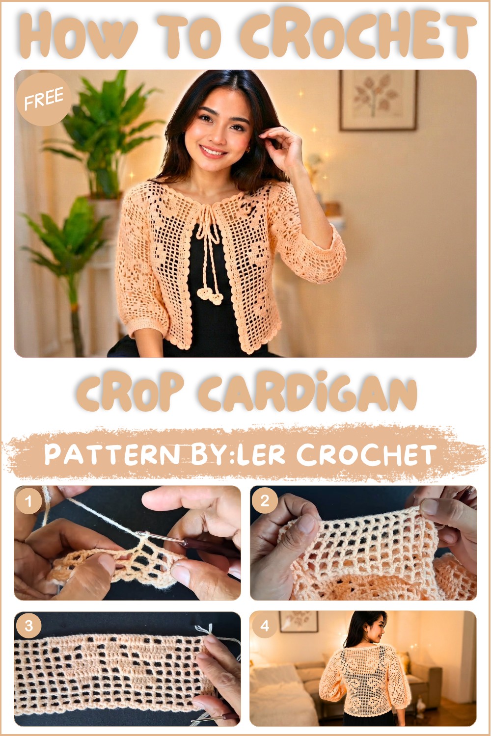 Easy Crochet Crop Cardigan Tutorial
