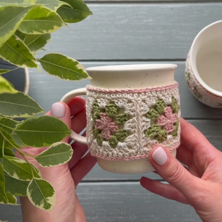 Granny Square Crochet MUG COZY (12)
