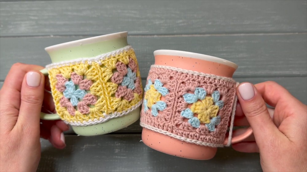 Granny Square Crochet MUG COZY (2)