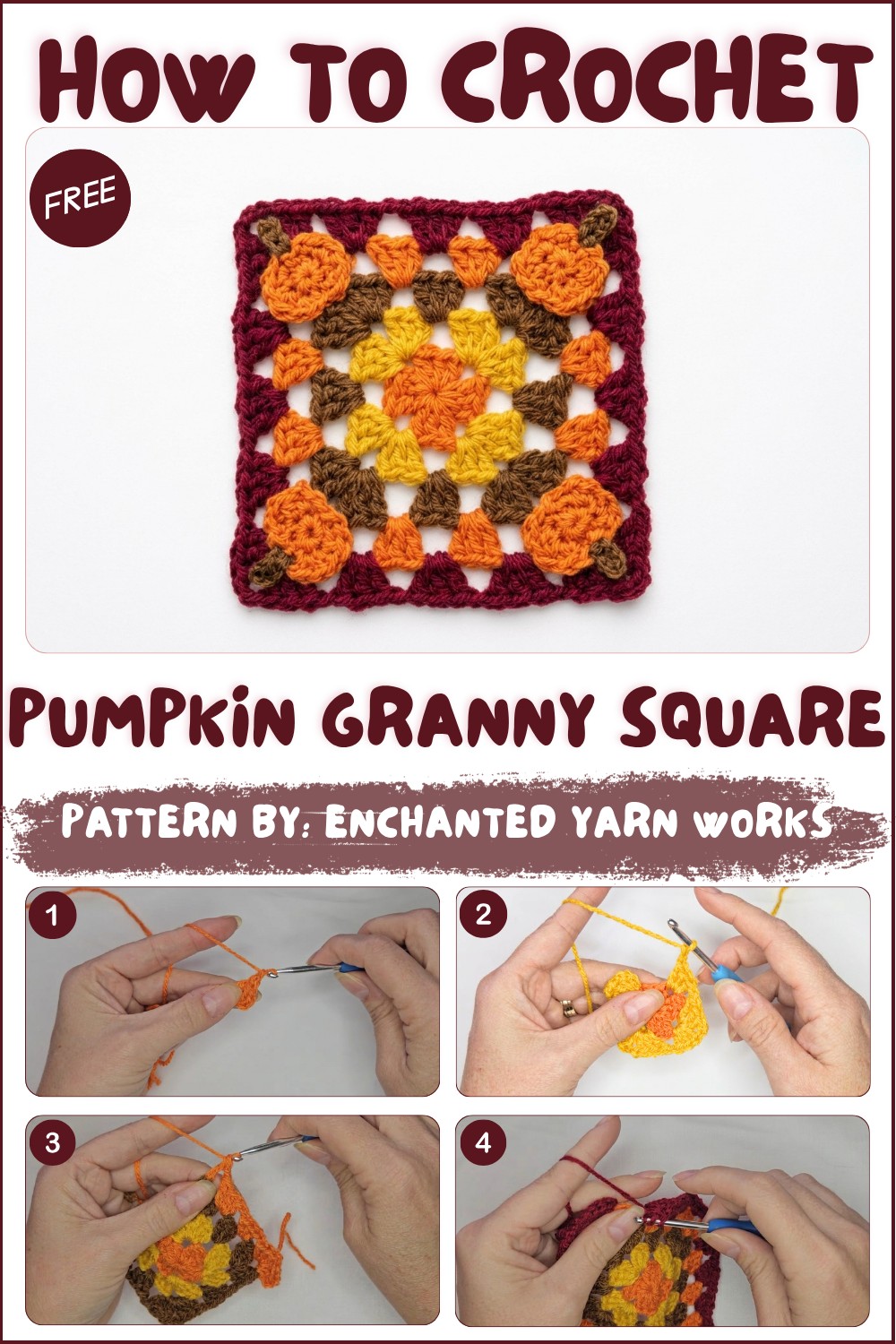 How To Crochet Pumpkin Granny Square