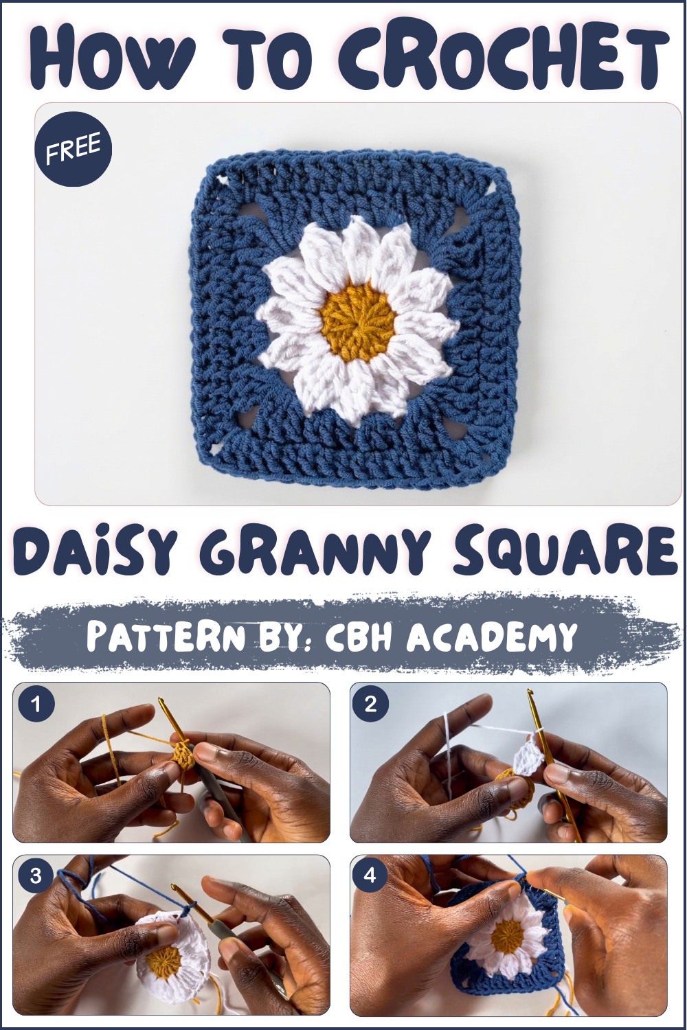 How to Crochet a Daisy granny square - Step by Step Tutorial (1)