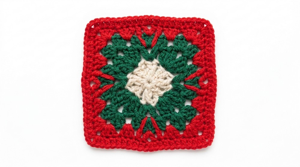 How to Crochet a December Granny Square (1)