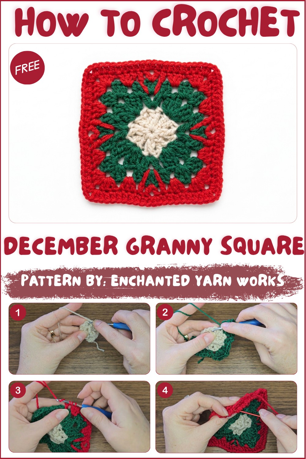 How to Crochet a December Granny Square (1)