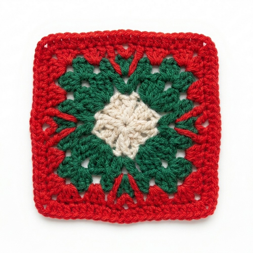 How to Crochet a December Granny Square
