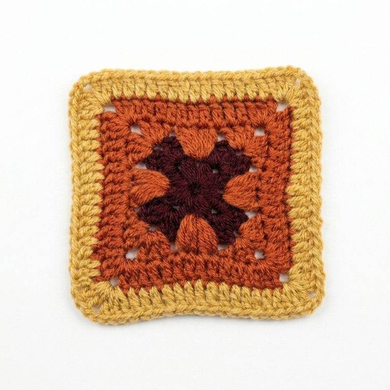 How to Crochet a Puff Stitch Granny Square pattern (4)