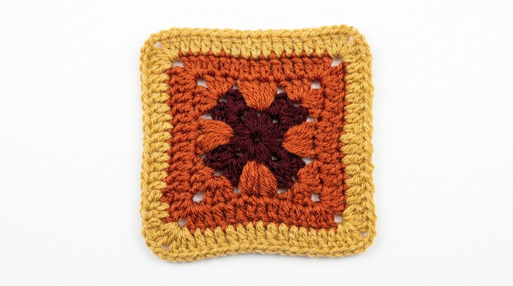 How to Crochet a Puff Stitch Granny Square pattern (5)