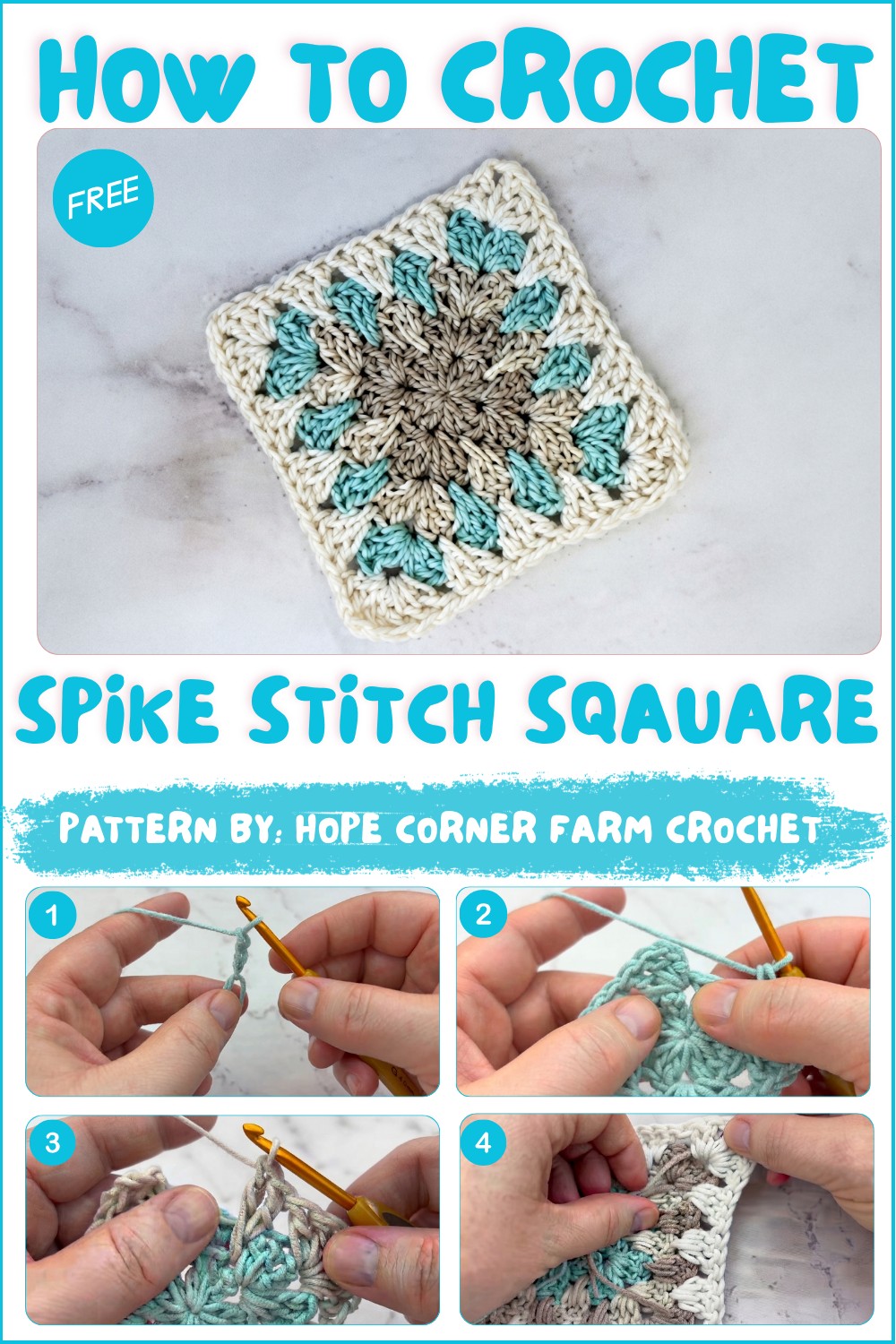 How to Crochet a Spike Stitch Granny Square Free Pattern