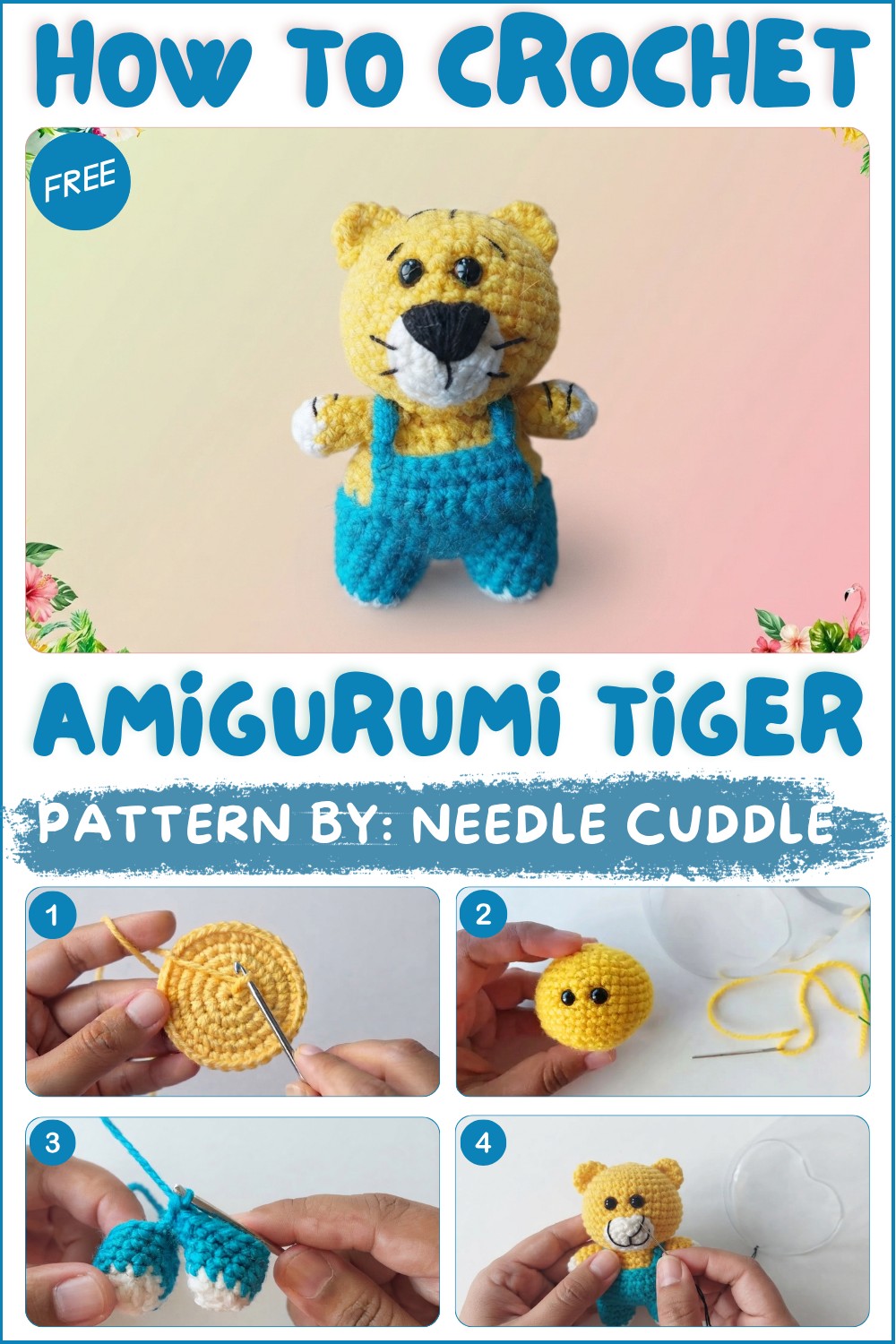 How to crochet Tiger Amigurumi Crochet small tiger Amigurumi keychain (1)