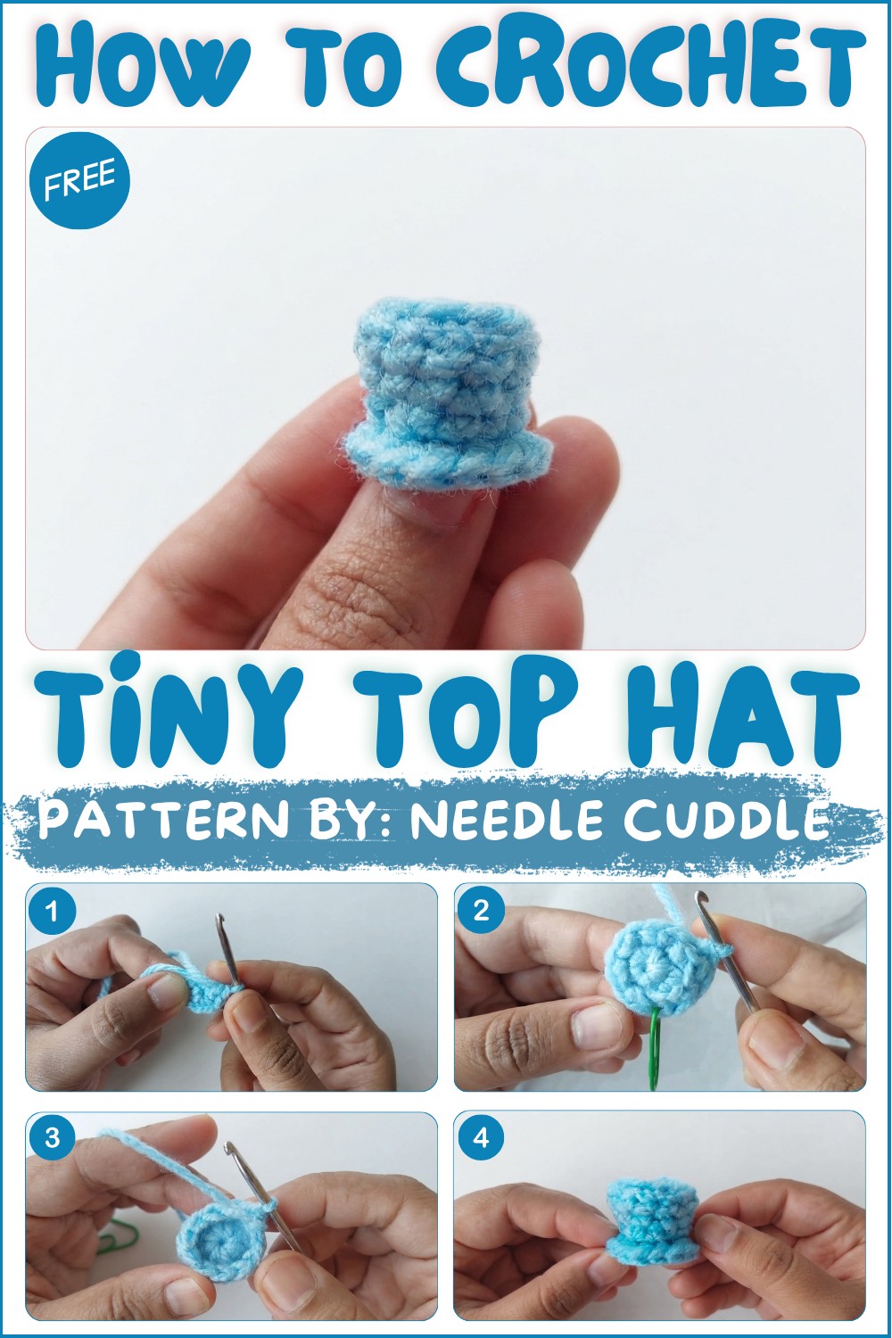 How to crochet Tiny Top Hat 🎩 Step-by-step crochet tutorial for tiny top hat for absolute beginner (1)