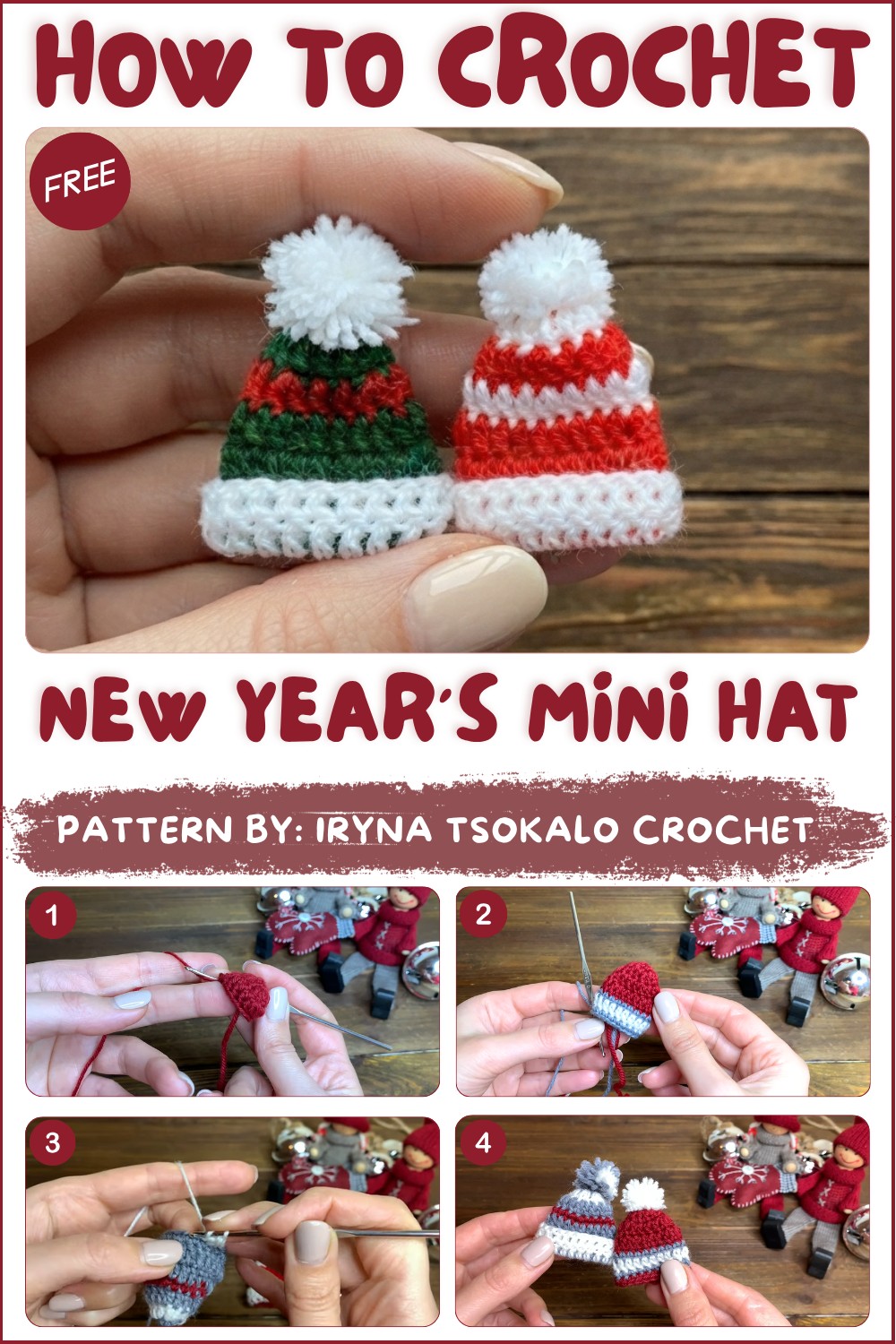 New Year's 🎄 mini HAT 🎄 for the Christmas tree, crocheted (1)