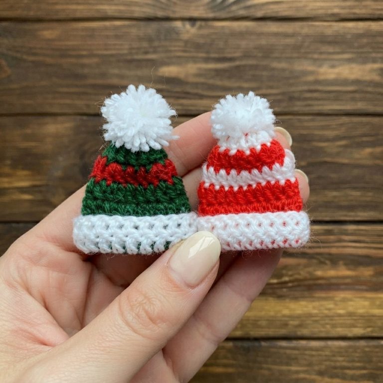 New Year's 🎄 mini HAT 🎄 for the Christmas tree, crocheted (13)