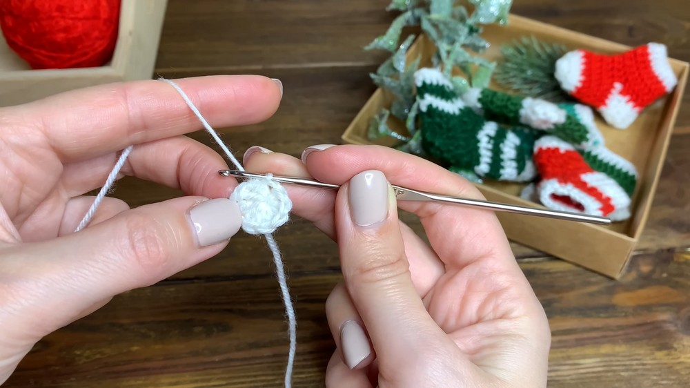 mini crochet 🎄 SOCK 🎄 for New Year's decor (5)