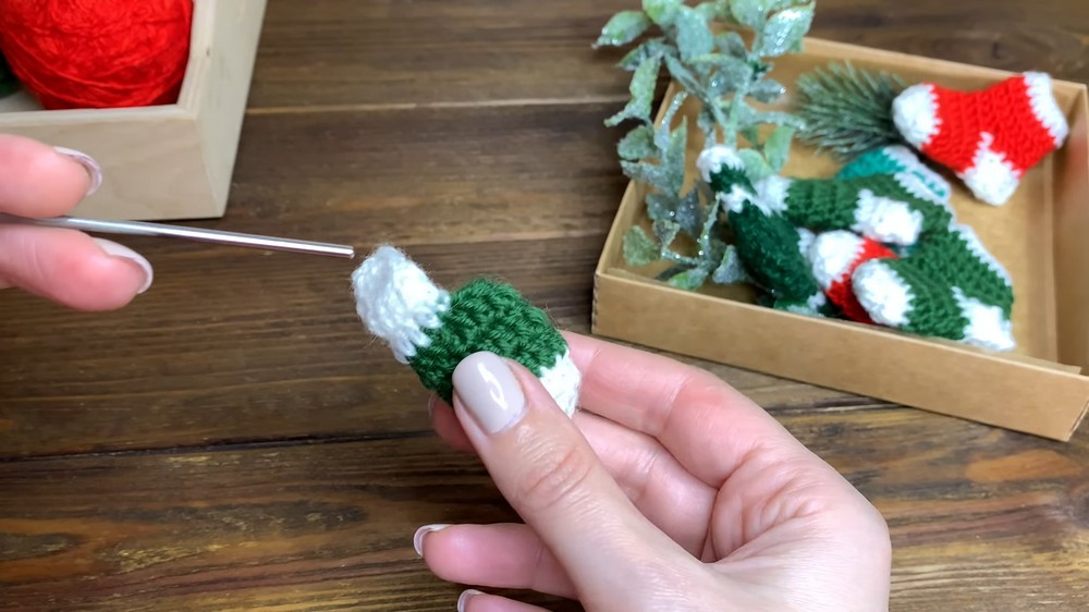 mini crochet 🎄 SOCK 🎄 for New Year's decor (7)