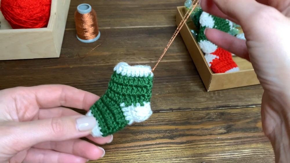 mini crochet 🎄 SOCK 🎄 for New Year's decor (9)